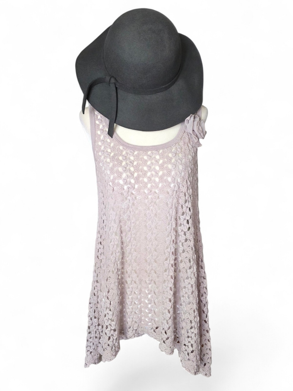 Blu Pepper Mauve Crochet Layering Tunic Top in Mauve